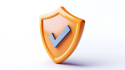 cartoon 3d Icon safety shield check mark perspective . . 3d vector illustration. white background --ar 16:9 --v 6.1