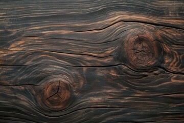 Poster - A textured, dark wooden surface with visible grain patterns and knots, exuding a rustic and natural feel.