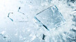 © Thiago - Shattered glass explosion with flying debris, abstract destruction background. Shattered Ice Mirror. Illustration