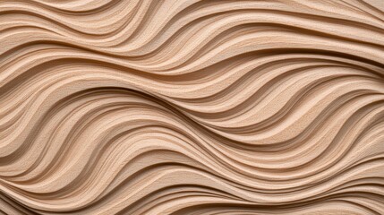 Aufkleber - A textured surface with flowing, wave-like patterns in soft beige tones, creating an elegant and modern aesthetic.