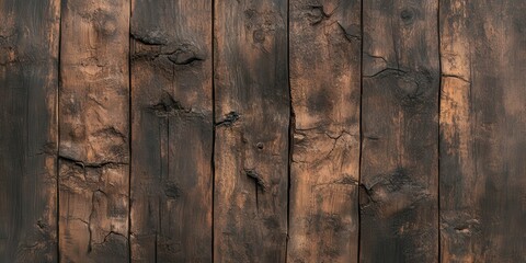 Poster - Dark wooden planks with a rustic texture, showcasing natural patterns and colors, ideal for backgrounds or design elements.
