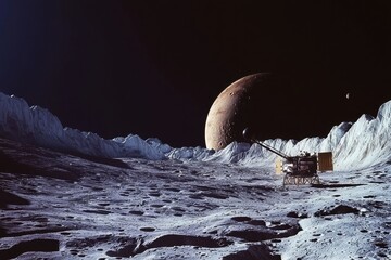 Wall Mural - a desolate landscape with a large planet in the background