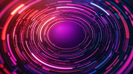 Poster - A vibrant, abstract design featuring concentric circles with bright pink and purple hues, creating a sense of depth and motion.