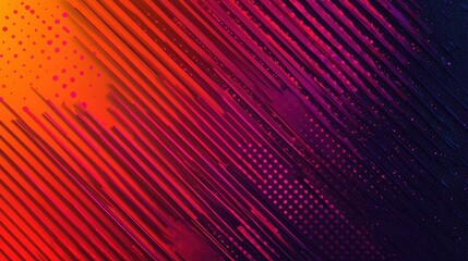 Poster - A vibrant abstract background featuring diagonal lines and dots in orange, pink, and purple hues, creating a dynamic visual effect.