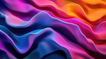 Poster - A vibrant, flowing abstract design featuring waves of pink, purple, and orange colors, creating a dynamic and textured visual effect.