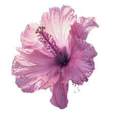 Wall Mural - pink hibiscus flower with water droplets