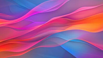 Poster - A vibrant abstract background featuring flowing waves of pink, orange, and blue colors, creating a dynamic and visually appealing design.