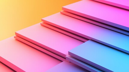 Poster - A vibrant, gradient-colored design featuring layered steps in pink and blue hues, creating a modern and dynamic visual effect.