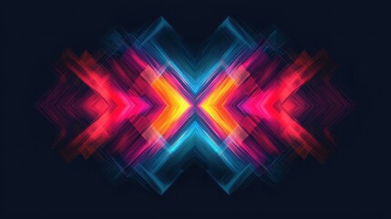 Poster - A vibrant abstract design featuring intersecting colorful beams of light against a dark background.