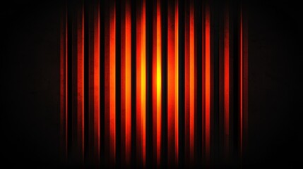 Poster - A vibrant abstract design featuring vertical lines in gradient hues of red and orange against a dark background.