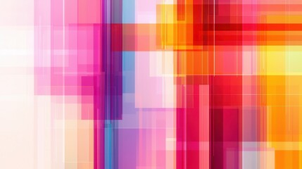 Poster - A vibrant abstract composition featuring intersecting lines and blocks of pink, orange, and yellow colors, creating a dynamic visual experience.