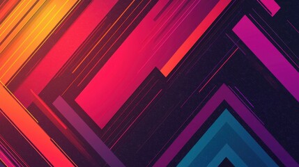 Poster - A vibrant abstract design featuring diagonal lines and bold colors, creating a dynamic and energetic visual effect.