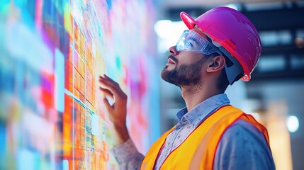 Fototapete - Creative Engineer Projecting Vibrant Architectural Ideas and Designs