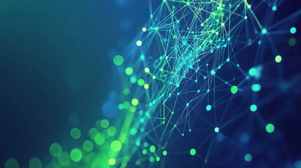 Poster - Vibrant Digital Technology Banner with Green and Blue Patterns