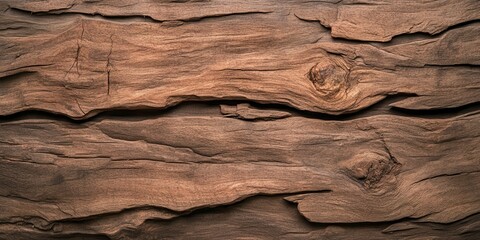Poster - A close-up view of textured wood, showcasing its natural grain, knots, and warm brown tones, perfect for rustic or natural-themed projects.