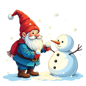 Funny Gnome Christmas vector illustration