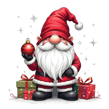 Funny Gnome Christmas vector illustration