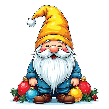 Funny Gnome Christmas vector illustration