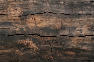 Poster - A close-up of textured dark wood with visible cracks and natural imperfections, showcasing rustic charm and organic beauty.