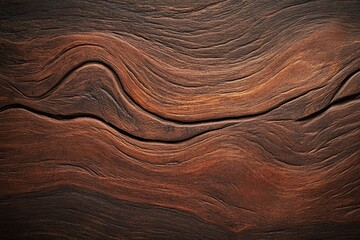 Poster - A close-up view of textured wooden surface featuring rich, warm tones and distinctive wave patterns, showcasing nature's artistry.