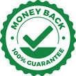 © Inovo Lab - Money back guarantee label with checkmark, refund guarantee seal or stamp, vector