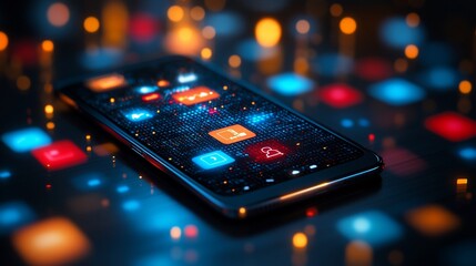Poster - Smartphone displaying app icons on screen.