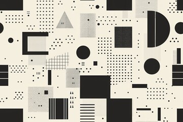 Poster - Minimalist Seamless Pattern with Geometric Shapes and Simple Design Elements