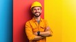 © WS Studio 1985 - Happy Young Architect Smiling in Bright Yellow Hard Hat and Shirt