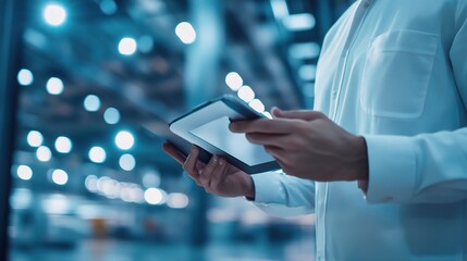 Poster - Engineer Using Digital Tablet for Construction Project Management