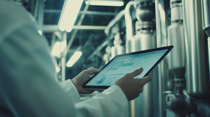 Poster - Engineer Using Tablet Computer to Oversee Renewable Energy Project