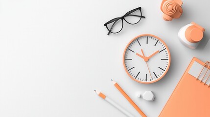 Poster - Organized Workspace with Orange Accents and Office Essentials