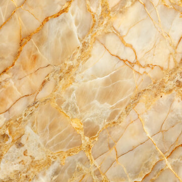 Close-Up of Peach Marble Surface with Gold and Cream Veins
