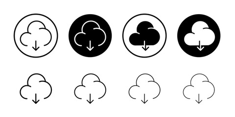 Poster - Download from Cloud icon Flat art in black and white isolated