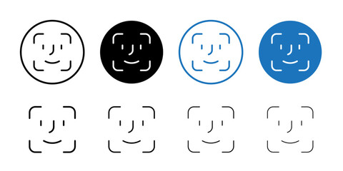 Aufkleber - Face id icon Flat set in black and white color