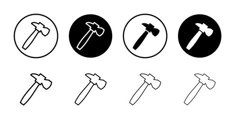 Poster - Hammer icon Thin line illustration set