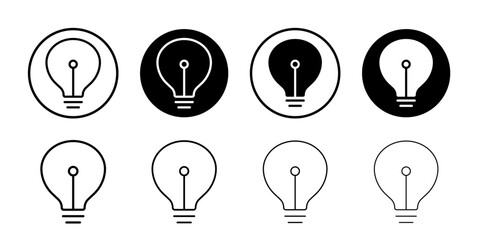 Poster - Light bulb icon Flat set in black and white color
