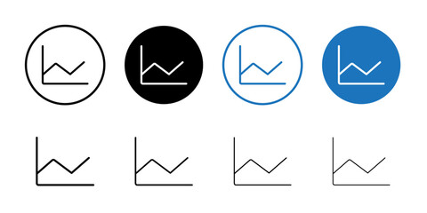 Poster - Line chart icon Flat set in black and white color