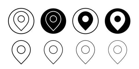 Poster - Location icon Flat set in black and white color