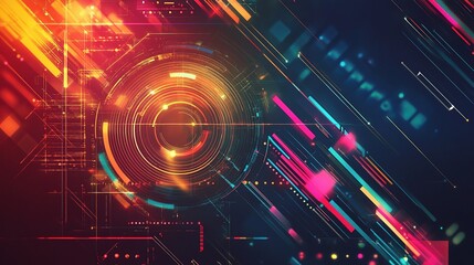 Poster - Futuristic Arrow Chart Rising in a Digital Space with Colors