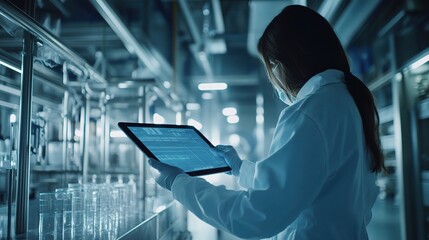 Poster - Engineer Using Tablet to Oversee Renewable Energy Operations