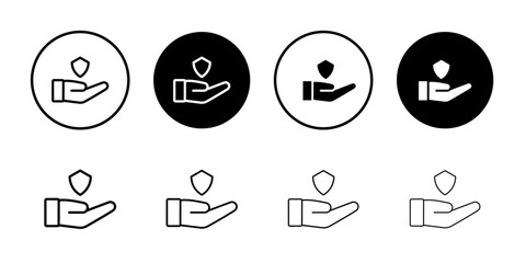 Poster - Protection vector icon set collection. Protection Outline flat Icon.