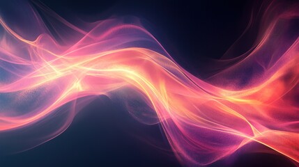 Wall Mural - ethereal pink and orange wave design on dark background