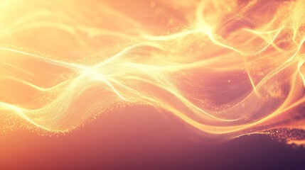 Wall Mural - glowing golden energy waves with sparkling particles