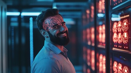 Poster - Smiling Engineer in Data Center Using Artificial Intelligence Technology
