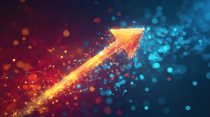 Poster - Futuristic Digital Arrow Rising on a Vibrant Data Chart Background