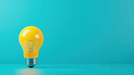 Poster - Creative Lighting Concept with Glowing Yellow Light Bulb Representing and Success in Business and Life