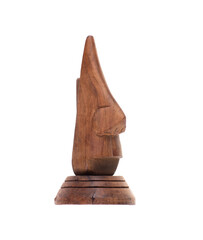 wooden nose figurine isolated on white background