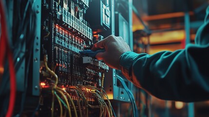 Poster - Close-Up of an Electrical Engineer Using Precision Measurement Tools