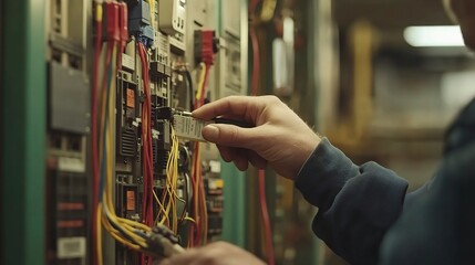 Poster - Close-Up of an Electrical Engineer Working on Circuitry Equipment