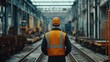 © WS Studio 1985 - Engineer in Waistcoat and Hardhat Overseeing Industrial Site